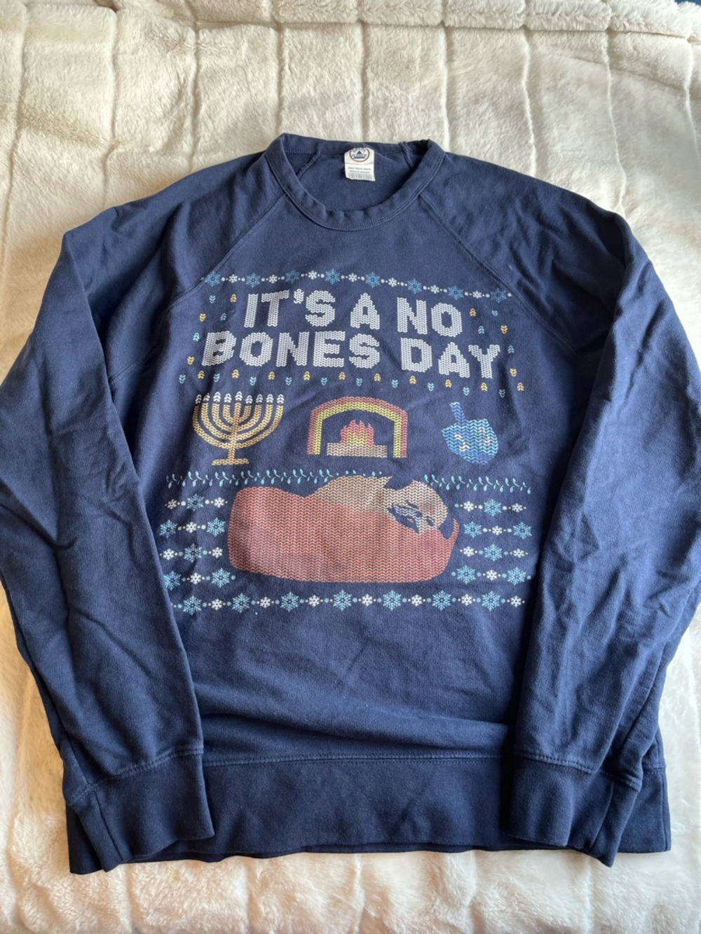 Holiday Navy 'It's A No Bones Day' pug Sweatshirt